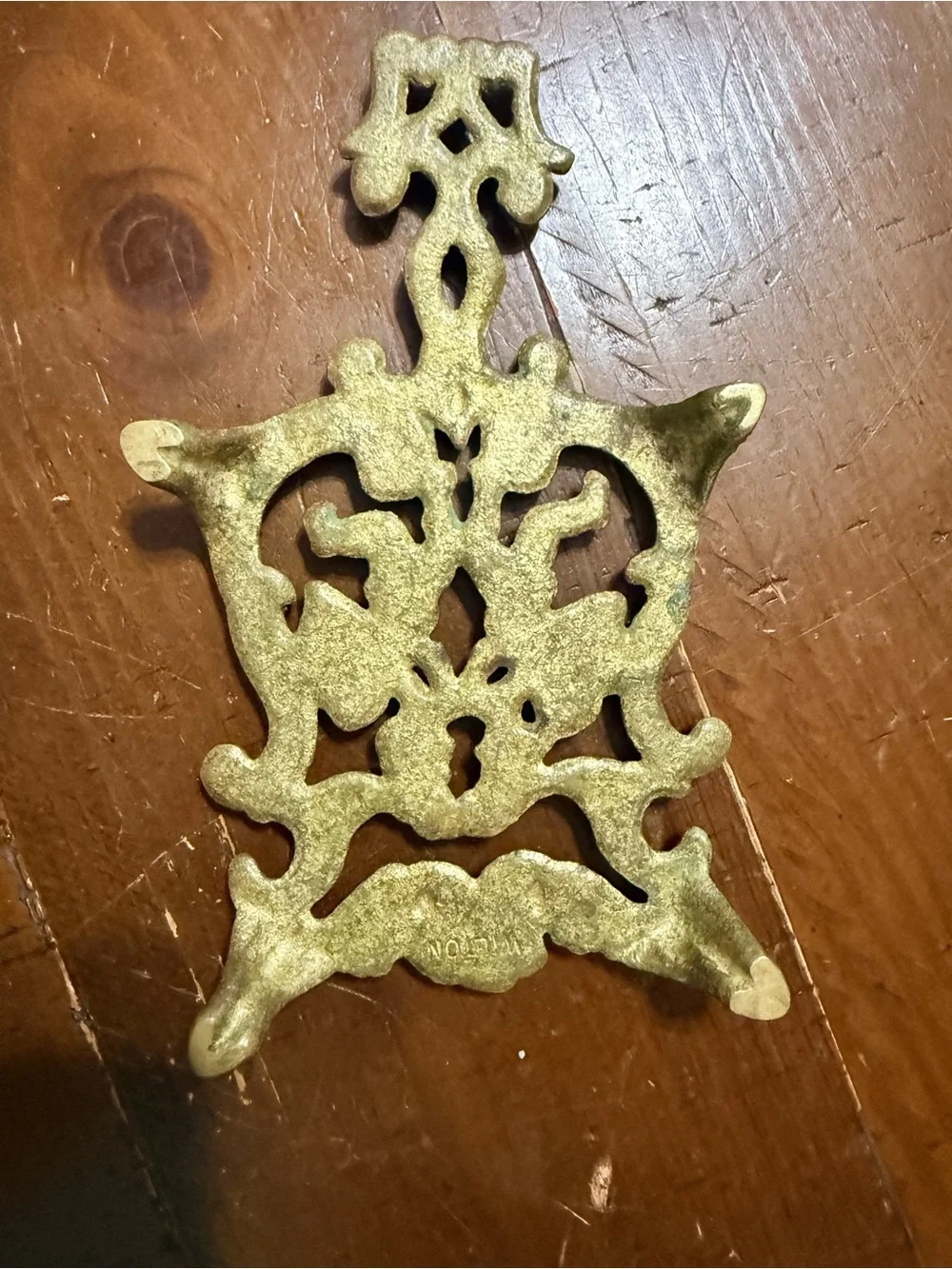Wilton Vintage Brass Cherub Angel Trivet Footed Metal~ Original Patina
